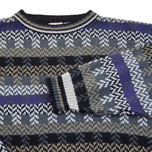 VTG Ash Creek Trading XL Sweater Crewneck Striped Knit‎ Fair Isle Pullover